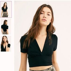 Free People Black Melodie Tee